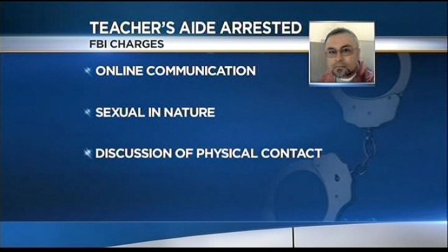 A Los Angeles Unified School District teacher's aide and coach is arrested on suspicion of attempting to have sexual contact with a 15-year-old student.