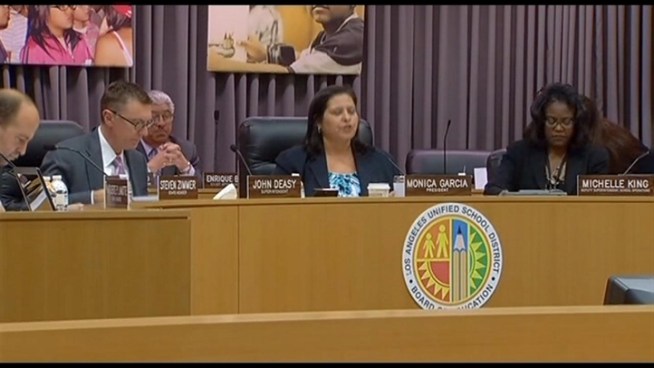 LAUSD teacher Tanya Lentz job hands in jeopardy and says she thinks teachers are being kept in a place of fear as layoffs loom. Lentz and about 9,000 other classification employees, including teachers, pled their cases before an LAUSD board, which explains their reasons for the layoffs. Ted Chen reports from Downtown LA for the NBC4 News at 5 p.m. on April 16, 2012.