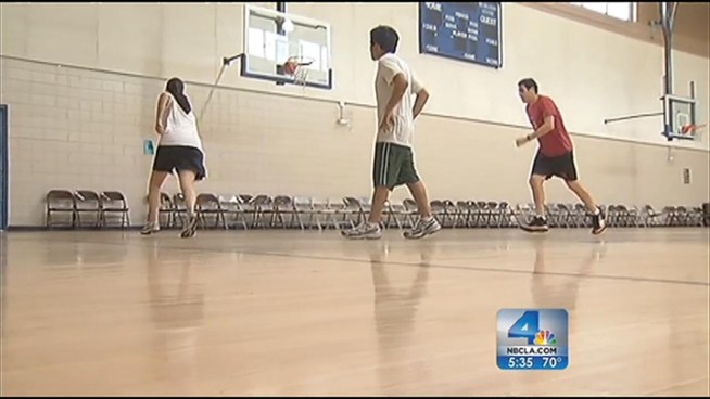People using the Chevior Hills Recreation Center after President Barack Obama played a pickup game of basketball there jokingly say they touched the floor the president graced hours earlier. Obama was joined by Don Cheadle, George Clooney and Tobey Maguire early Friday morning before he left LA. Michelle Valles reports from Cheviot Hills for the NBC4 News at 5 p.m. on May 11, 2012.