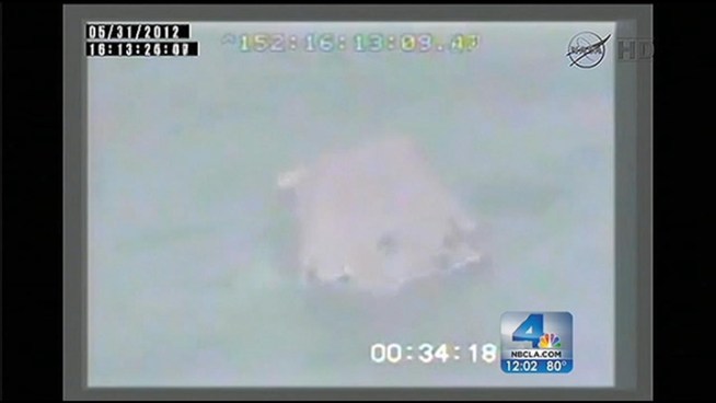 Mission control celebrated Thursday when the Dragon spacecraft built by Hawthorne-based SpaceX splashed down off the coast of California. Annette Arreola reports from Hawthorne for the NBC4 News at Noon at May 31, 2012.