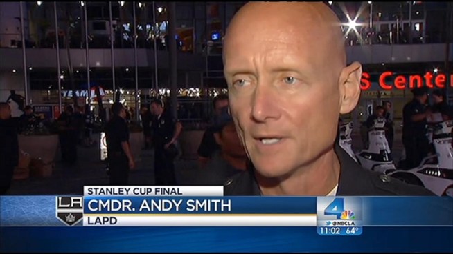 LAPD Cmdr. Andy Smith called the few arrests made after Wednesday night's Stanley Cup Final game 