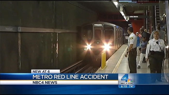 A man who officials later said appeared intoxicated fell off the waiting platform at the Pershing Square Metro Red Line station on 5th and Hill streets Monday, June 18. The man suffered minor injuries, but was not hit by the train. Conan Nolan reports from Union Square in Los Angeles for the NBC4 News at 6 p.m.