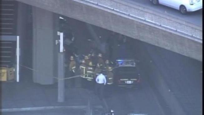 Witness Felipa Santana was at a crowded bus terminal off the 110 Freeway under the 105 Freeway when the driver of a car swerved to avoid hitting a bus before plowing into a group of passengers. Kim Baldonado reports from downtown Los Angeles.