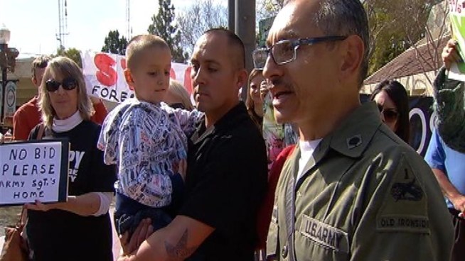 An emotional Occupy LA protest in Chino may have helped stop a foreclosure auction. But the Iraq War vet must still work something out with the bank