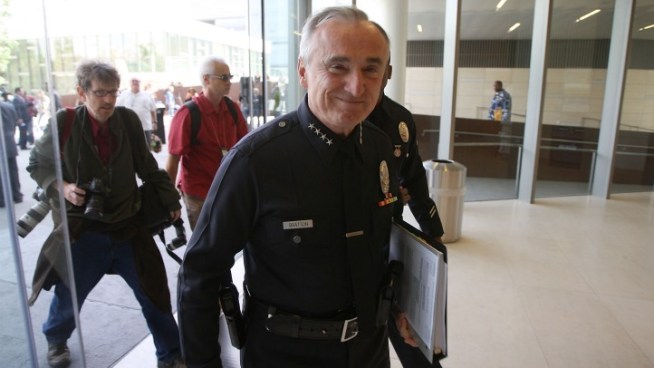 The former LAPD chief will provide a report on stadium security issues.