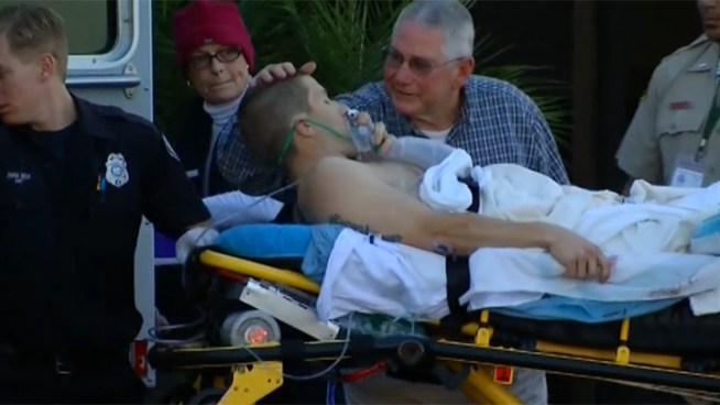 Two deputies sustained non-life threatening injuries during a standoff in Encinitas Wednesday. Both deputies were conscious upon arriving at the hospital and were greeted by family members. NBC 7's Mari Payton reports.