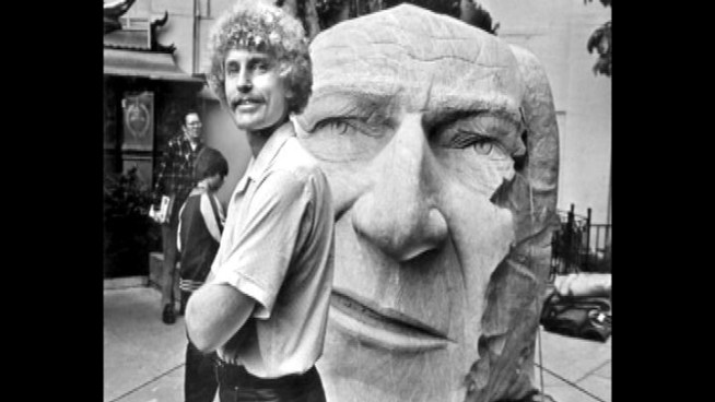 In the 1970s a chunk of a 116-ton boulder from Malibu was turned into a sculpture of John Wayne. Patrick Healy talks with artist Brett-Livingstone Strong about the original rock star and LACMA's modern version. 