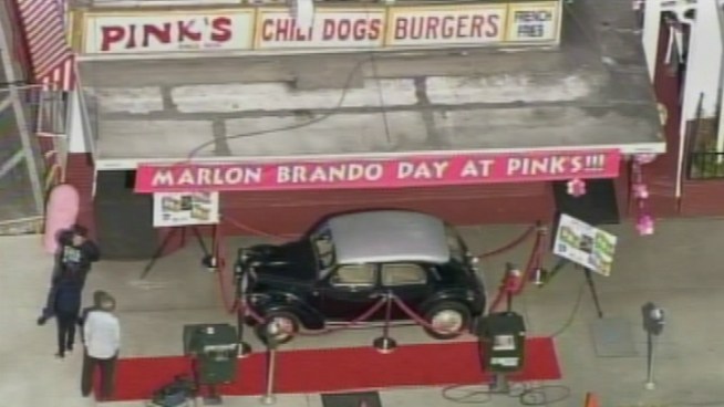 Two Hollywood Legends ? Marlon Brando and Pink?s Hot Dogs ? joined forces Friday to unveil a Brando-new hot dog, if you will, in honor what would?ve been the iconic actor?s 88th birthday this April, and they did it in style.