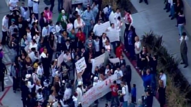 Angry parents marched through the streets of South LA on Monday before meeting with the LAUSD superintendent to discuss the sex abuse allegations against two teachers at Miramonte Elementary School.