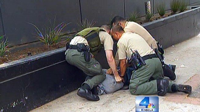 Alexis Torres was scheduled to be arraigned on sexual assault charges Tuesday, but the court date was postponed pending an LA County Sheriff's Department investigation into his arrest which was caught on video. Lolita Lopez reports from Downtown Los Angeles for the NBC4 News at 6 p.m. on July 17, 2012.