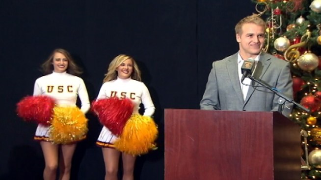 Matt Barkley announced in a press conference that he will remain a Trojan for the 2012 season.