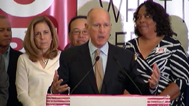 Gov. Jerry Brown reacts to the approval of Prop 30, a tax measure that would increase income taxes for residents making more than $250,000 per year and increase the sales tax. Robert Kovacik reports for Today in LA on Nov. 7, 2012.