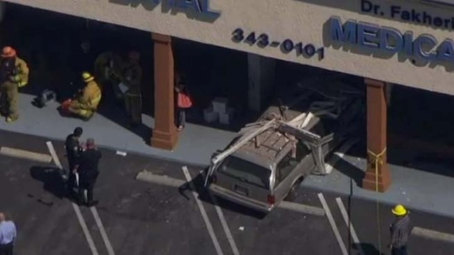 An 82-year-old driver slammed her station wagon into a dentist office and injured three and sent another three to the hospital, at least two of whom underwent surgery Thursday afternoon. Patrick Healy reports from Reseda for the NBC4 News at 5 and 6 p.m. on April 19, 2012.