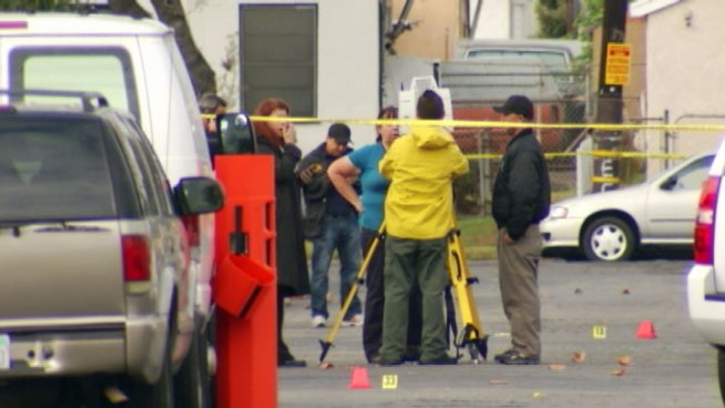 An L.A. County Sheriff's deputy is recovering as the search continues for four gang members involved in a street shootout with authorities. Four suspects are already in  custody. Antonio Castelan reports from unincorporated Florence-Firestone for NBC4 News at 6 p.m. on Nov. 17, 2012.