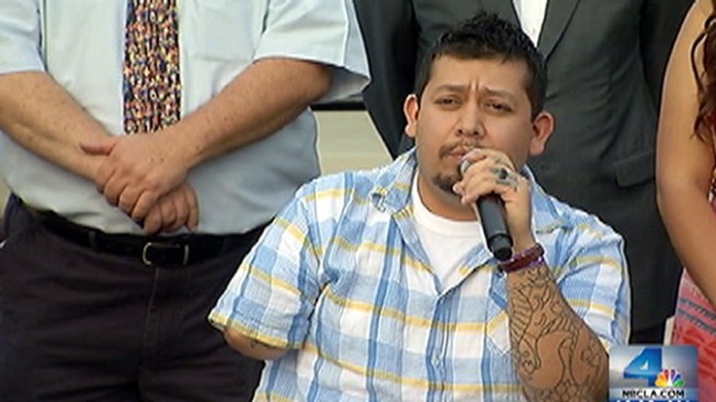 A foundation created to honor a man who died in the Sept. 11, 2001 terrorist attack handed the keys to a new Temecula house to Cpl. Juan Dominguez, who lost three limbs in a bomb blast three years ago in Afghanistan. Raw Video