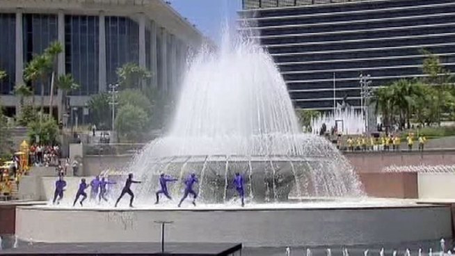 As far as parks go, it s a doozy. Downtown LA's new Grand Park will stretch across 12-acres, from Bunker Hill to the base of City Hall. On Thursday, city leaders took part in a dedication ceremony for the first two blocks of the park. Conan Nolan reports from Downtown Los Angeles for the NBC4 News at 5 p.m. on July 26, 2012.