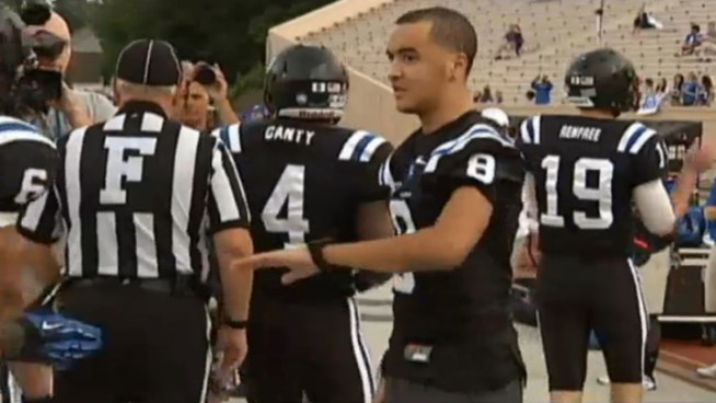 A July 4 jetski accident nearly took Blair Holliday's life. Last night the former Oaks Christian receiver made a triumphant return to Duke University, stepping on the field for the first time since that fateful day.