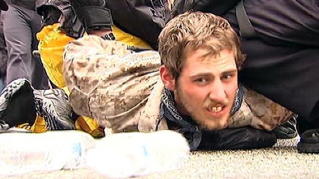 Two protesters were taken into custody Monday during an Occupy protest at the Port of Long Beach.