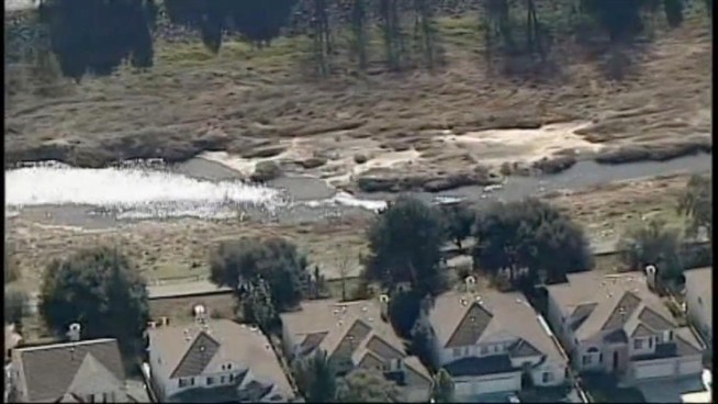 Alameda County sheriff's deputies search along the Alameda Creek near Union City on Thursday after a human skull was found there the day before.