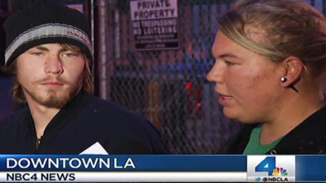 A couple describes their reaction after a mother handed them her baby near Skid Row.