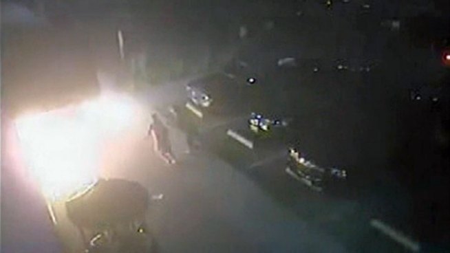 Jacob Lagarde, a 27-year-old Long Beach resident with an extensive criminal record, has been arrested in the investigation of a man who set on fire by a Molotov cocktail outside a market last week. Surveillance video of the attack led to a break in the case, police say, adding that they are still looking for additional witnesses. Conan Nolan reports from Long Beach for the NBC4 News at 5 p.m. on Oct. 24, 2012.