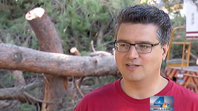 A 150-foot tall tree fell in front of Ross Hooper's house during the Labor Day weekend. Now, he wonders when the next towering tree will fall. Antonio Castelan reports from Studio City for the NBC4 News at noon on Tuesday, Sept. 4, 2012.