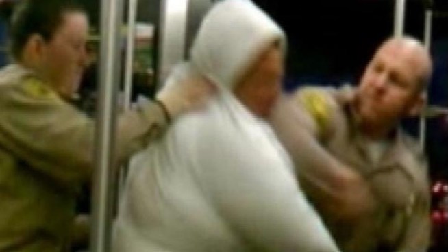 A Metro passenger used his cell phone's video camera to capture a confrontation between a woman and two LA County sheriff's deputies on a bus in Bellflower.