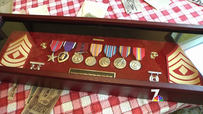 A Vista Marine veteran whose medals of honor were stolen from his house earlier this week got a new set of medals from a fellow Marine on Friday. NBC 7 reporter Elena Gomez was there for the touching moment.