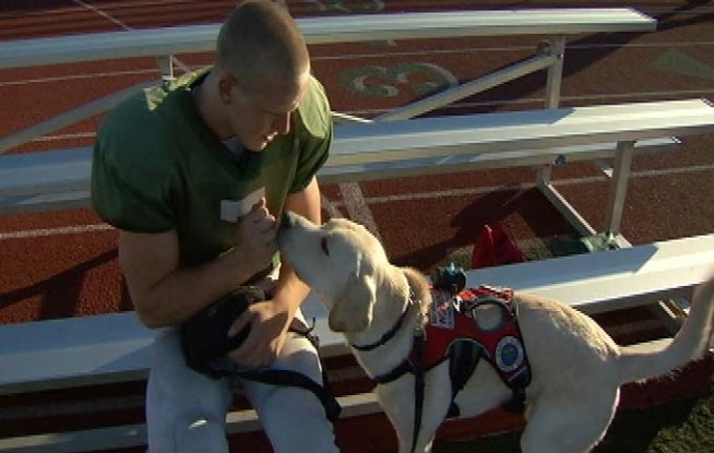 Astro is always at Luke Van Ginkel's side, even at football practice. Luke has Type 1 Diabetes and Astro is trained to sense when Luke's blood sugar level is dangerously low. Dr. Bruce Hensel reports for the NBC4 News at 5 p.m. on Nov. 21, 2012