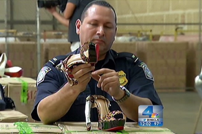 Agents noticed something about he sole of the shoes that did not match up. Toni Guinyard reports for the NBC4 News at noon from a warehouse in Long Beach where the seized shoes were on display.