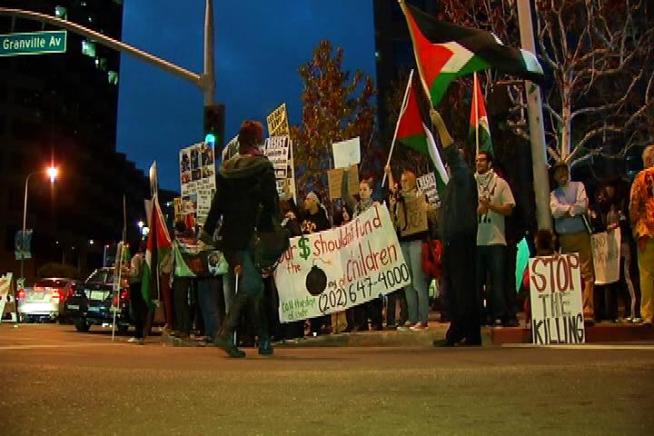 The Israeli Consulate in West Los Angeles became the local hub for protest in the latest Mideast conflict. Kim Baldonado reports for the NBC4 News at 11 p.m. on Nov. 15, 2012
