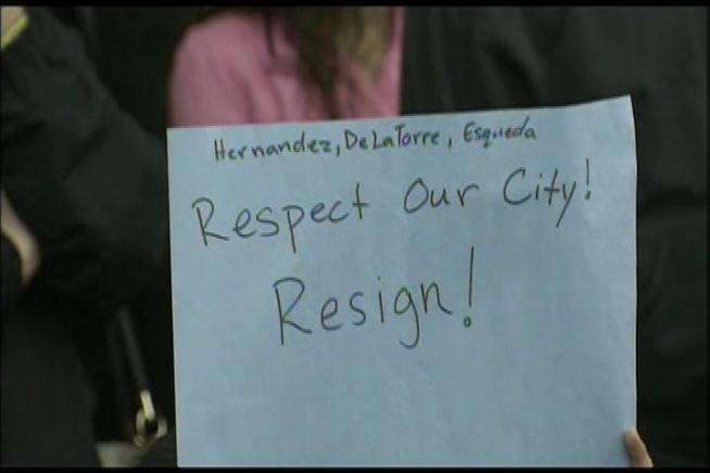 San Fernando Councilman Mario Hernandez resigned Tuesday and the recall effort against two others picked up support. Councilmembers called Mayor Brenda Esqueda to step down amid allegations she had an affair with a police officer while still voting on police matters. Esqueda says she may be an elected official, but she is 