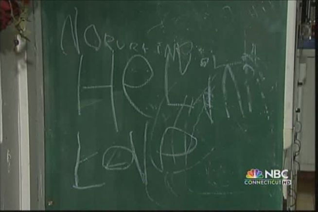 A chalkboard message from 6-year-old Sandy Hook victim Jesse Lewis inspires his mother to 
