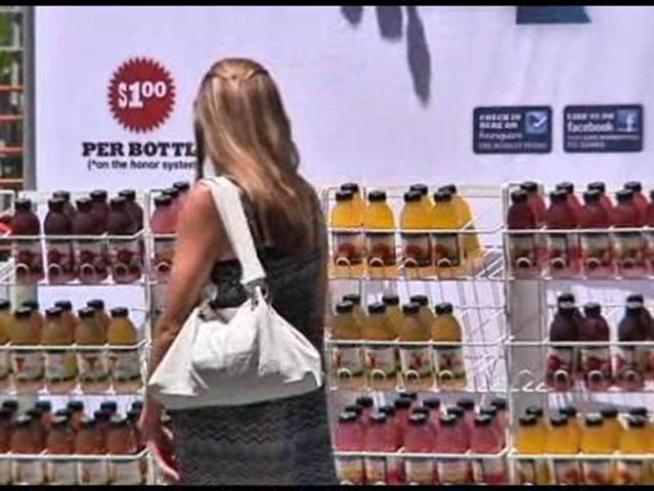 Ice-cold tea for sale on a hot day. Do you pay up or grab and dash? 