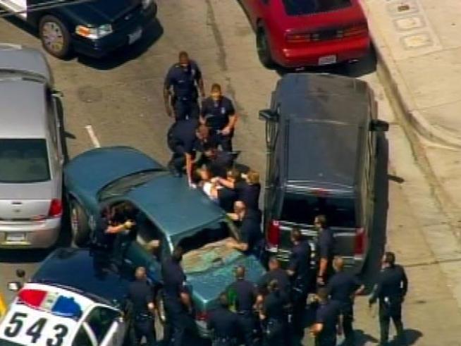 Watch condensed video of a police pursuit that ended in the USC area.