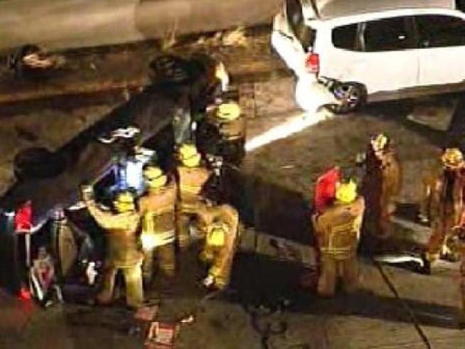 Emergency crews respond to a crash on the Golden State (5) Freeway in <a title=