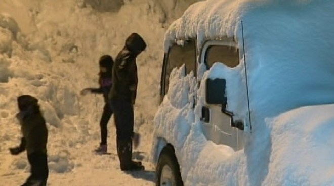 There was enough snow Wednesday to contribute to a massive backup over Donner Summit.