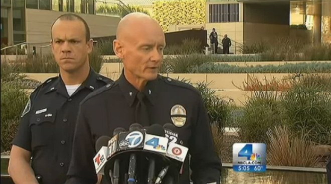 Apparently a target of ex-officer Christopher Dorner’s alleged revenge-motivated shooting spree, the LAPD issued a strong order to Dorner Tuesday to turn himself in. A man believed to be Dorner was involved in a firefighter with law enforcement officials in Big Bear Tuesday. Gordon Tokumatsu reports from Downtown LA for the NBC4 News at 5 p.m. on Feb. 12, 2013.