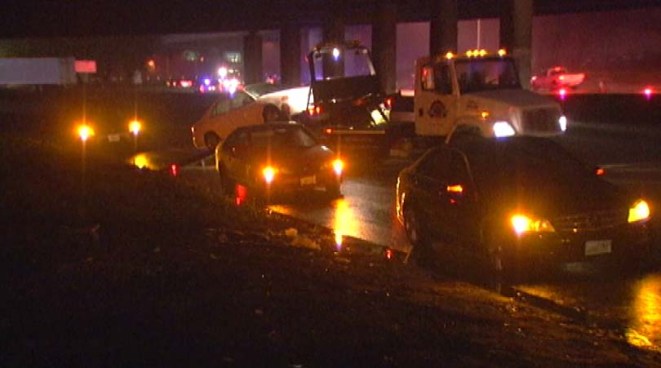 While it didn't rain all that hard Thursday, roads were wet enough to tangle up Southern California drivers. 
