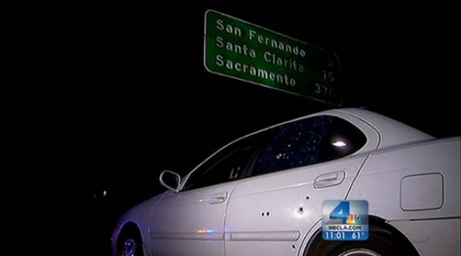 The LAPD is hunting for a gunman who sprayed a car with bullets on the 170 Freeway in North Hollywood, injuring a mother in her 20s while her baby was also in the car. Jane Yamamoto reports for the NBC4 News at 11 p.m. on Nov. 30, 2012.