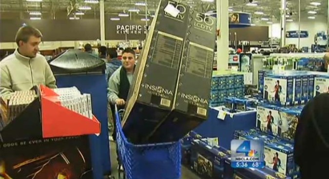 One of the most popular Black Friday destinations are Best Buy stores, where bargain hunters stood in lines for hours, and sometimes days. Arotin Arekelian says he camped outside the Atwater Village store for nearly a week to snag the second spot in line. Whit Johnson reports for the NBC4 News at 5 p.m. on Nov. 23, 2012.