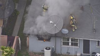 Long Beach house on fire