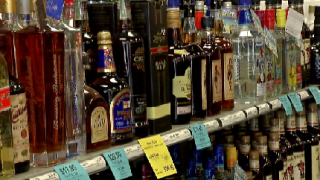 alcohol liquor bottles on store shelves