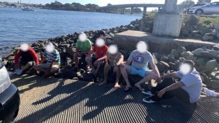 Fifteen people were arrested on Sunday, Feb. 16, 2020 following a human smuggling attempt in Mission Bay.