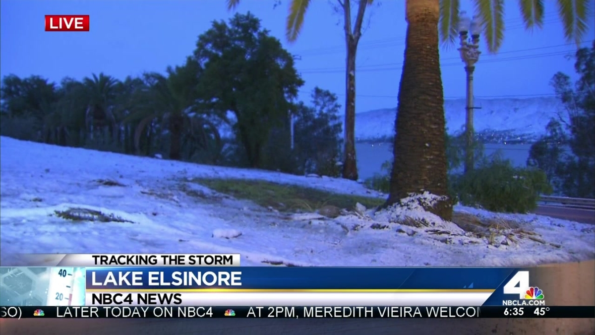 Storm Brings Snow to Lake Elsinore NBC Los Angeles