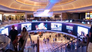 FILE – This June 20, 2019 file photo shows the lobby of the Hard Rock casino in Atlantic City, N.J. On Friday, March 13, 2020, Hard Rock announced it is canceling live entertainment at all its U.S. properties for 30 days in response to the coronavirus outbreak, one of many steps casinos around the country are taking in response to the outbreak. (AP Photo/Wayne Parry)