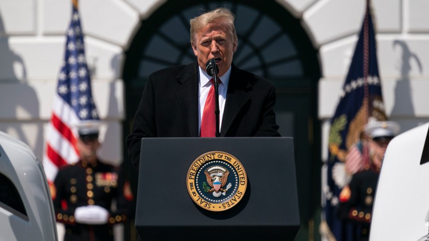 President Donald Trump speaks during an event celebrating American truckers