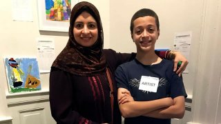 Reem Desouky, 47, seen with her 13-year-old son Mustafa Hamed in Lancaster, Pennsylvania. The American schoolteacher imprisoned in Egypt for nearly a year without trial has been freed by Egyptian authorities and returned home to the United States, the State Department said on Monday, May 4, 2020.