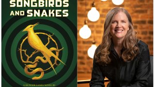 This combination of images released by Scholastic shows the cover image for "The Ballad of Songbirds and Snakes," by Suzanne Collins, left, and a portrait of Collins. The "Hunger Games" novel will be released on May 19.
