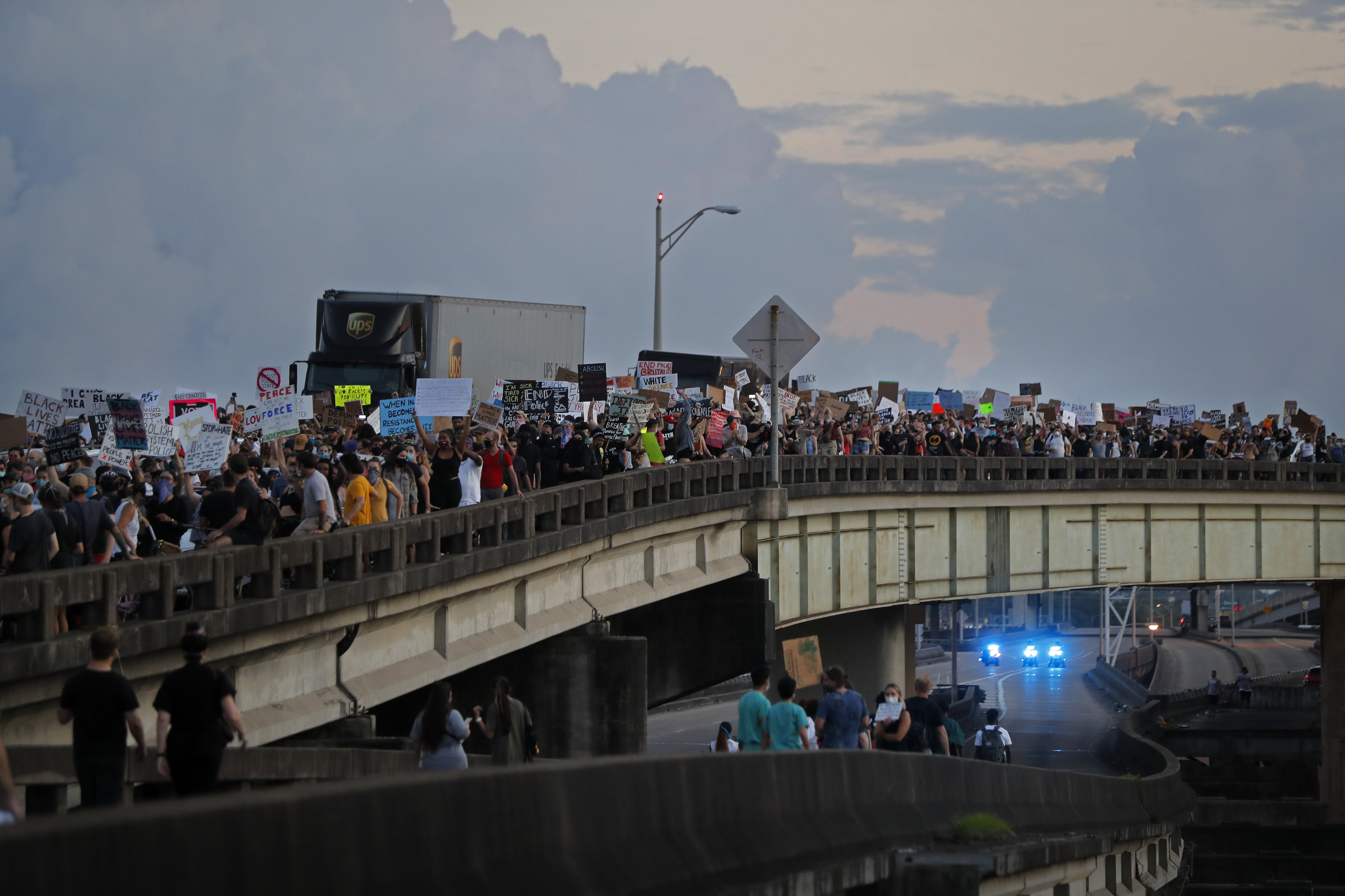 Protesters take over I-10’s elevated portion during a march in New Orleans, June 2, 2020, protesting the death of George Floyd, who died after being restrained by Minneapolis police officers on May 25.